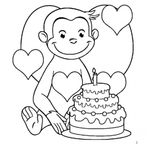 Curious george birthday coloring pages